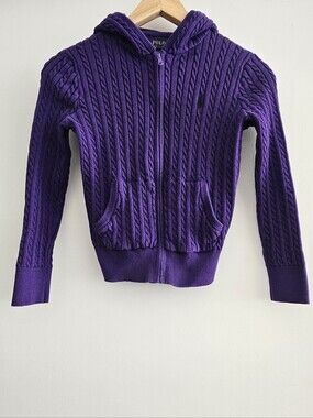 Polo by Ralph Lauren Mini-Cable Cotton Full-Zip Hoodie Size M (8-10)